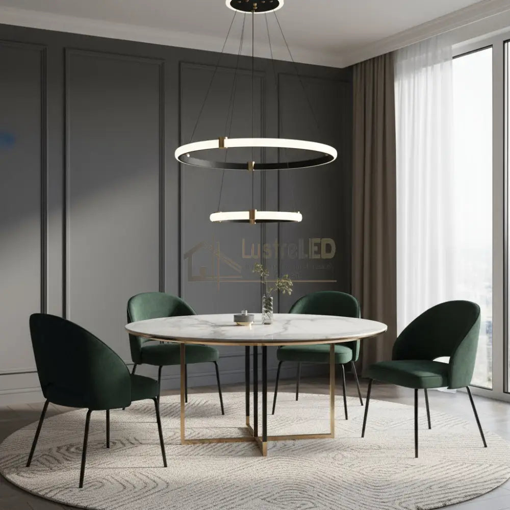 Lustra LED Suspendata ZENO Black Echivalent 250W Telecomanda NEAGRA Lighting Fixtures