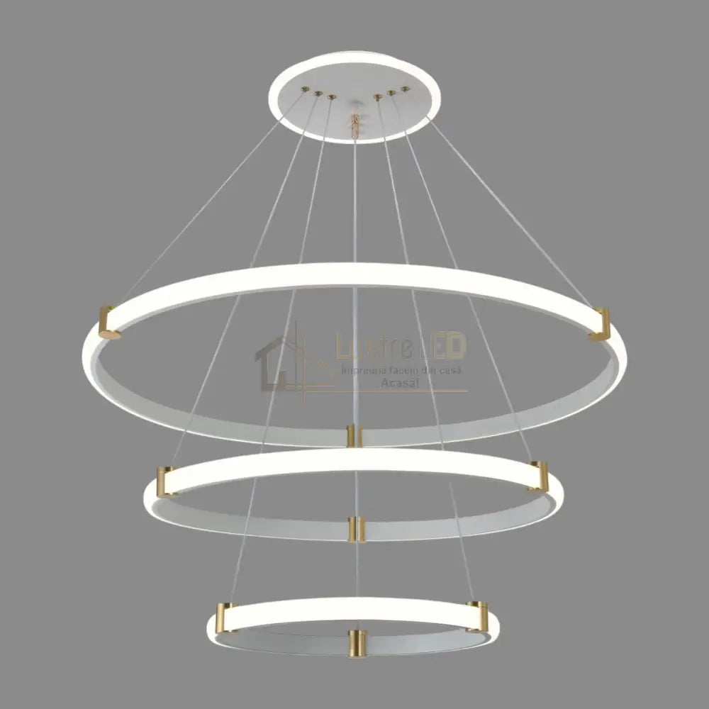 Lustra LED Suspendata ZENO White 3 Segmente Echivalent 400W Telecomanda ALBA Lighting Fixtures