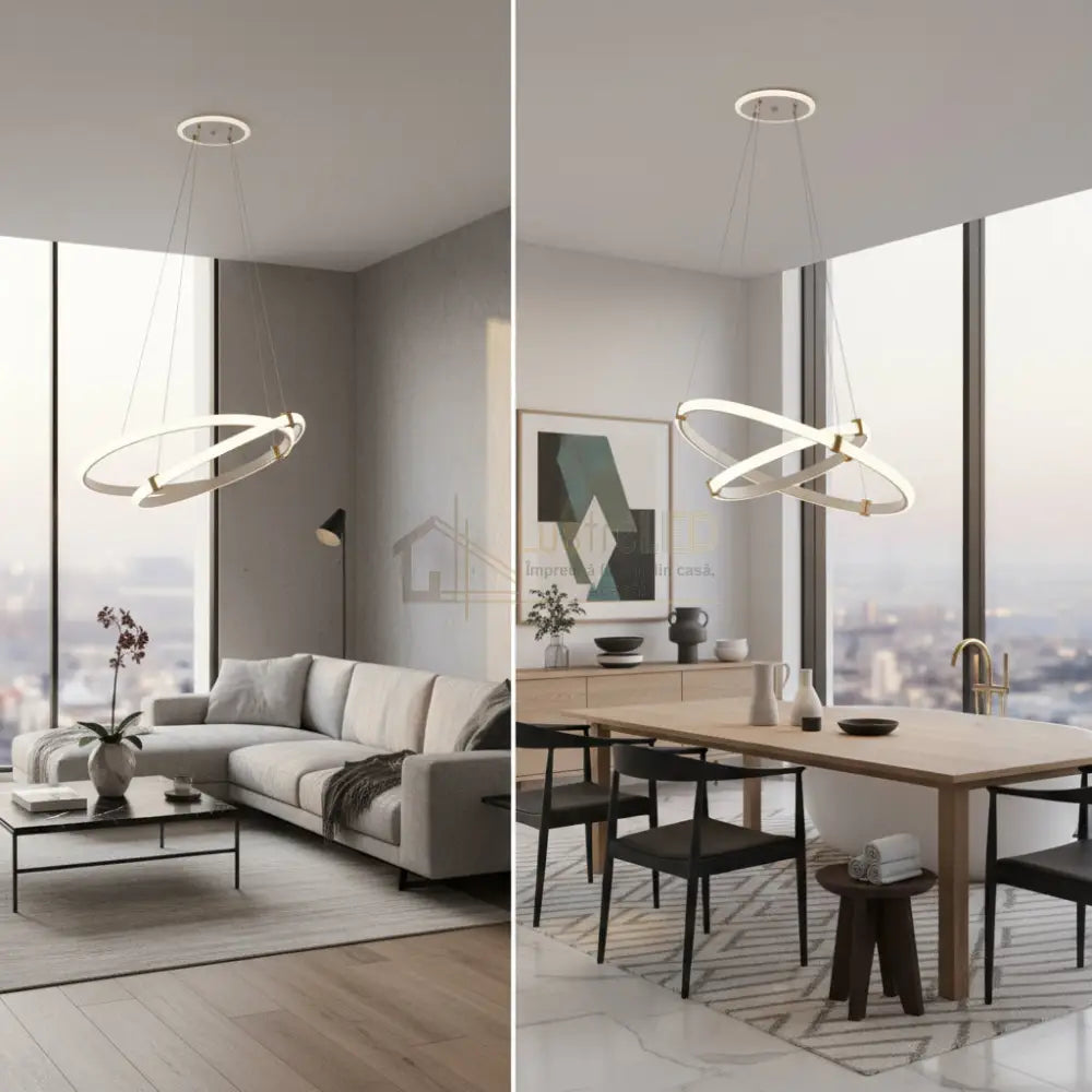 Lustra LED Suspendata ZENO White Echivalent 250W Telecomanda ALBA Lighting Fixtures