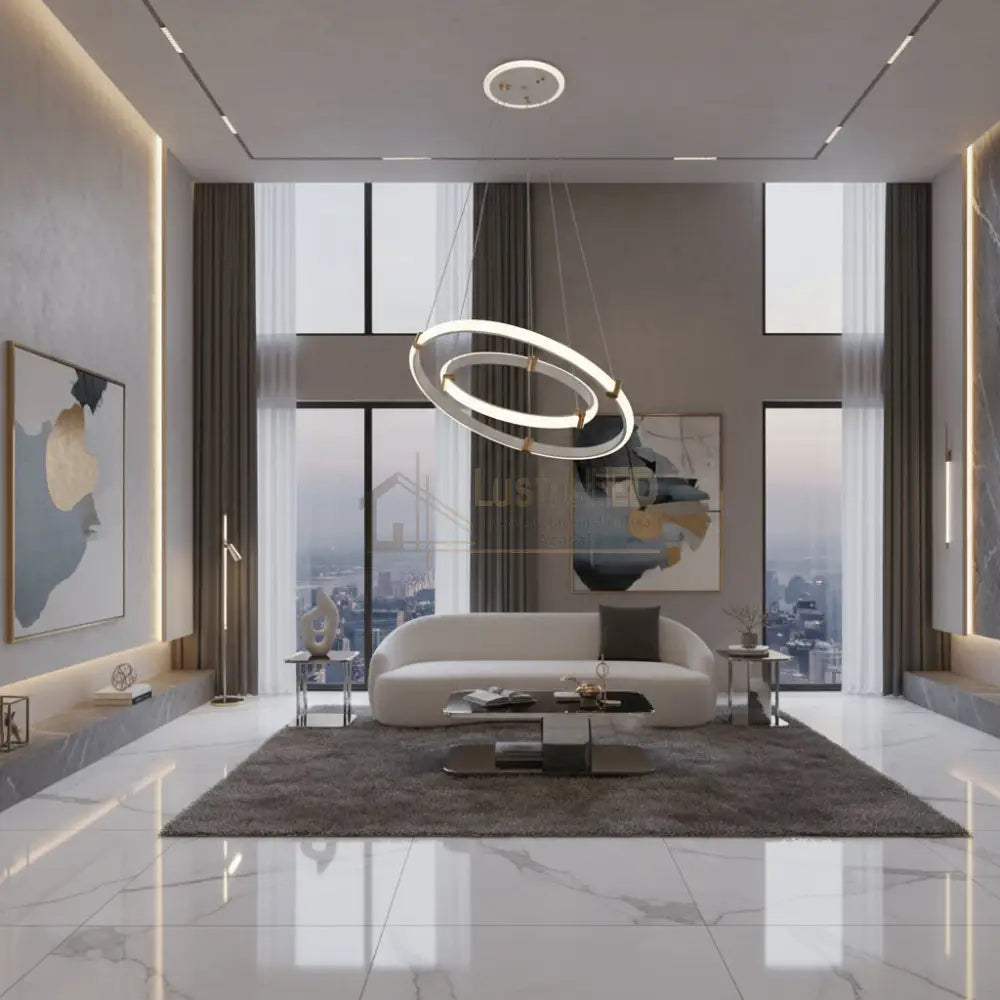 Lustra LED Suspendata ZENO White Echivalent 250W Telecomanda ALBA Lighting Fixtures