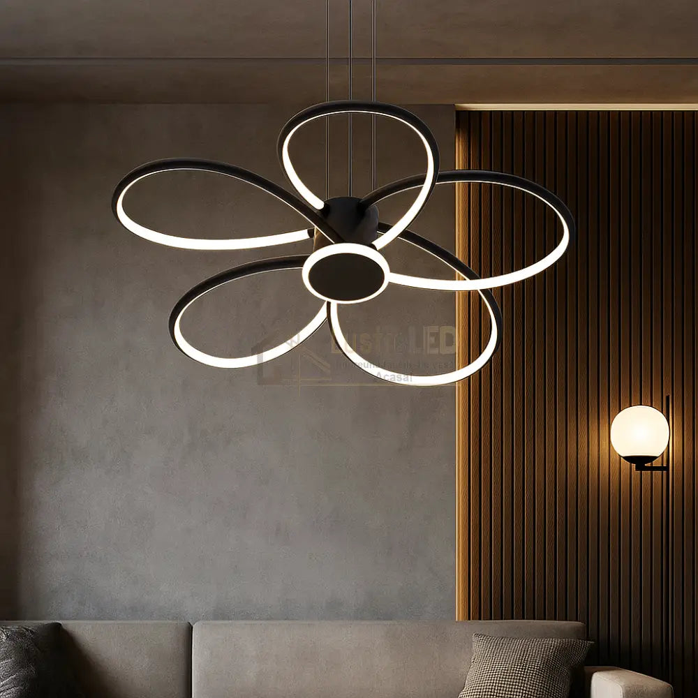 Lustra LED Suspendata ZUVY Black Echivalent 1400W NEAGRA Lighting Fixtures