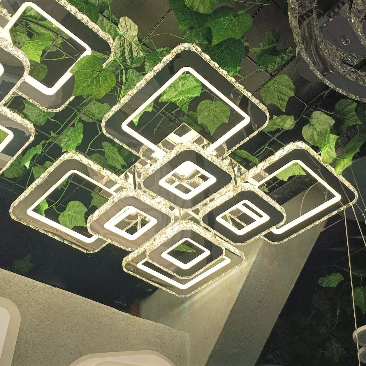 Lustra LED 4+4 Square Cristal Chrome Super RGB Echivalent 1000W