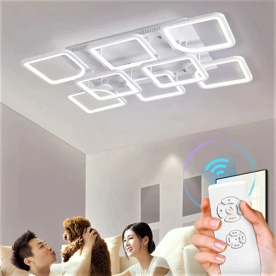 Lustra LED SQUARE SUPREM Alb Echivalent 1200W Telecomanda