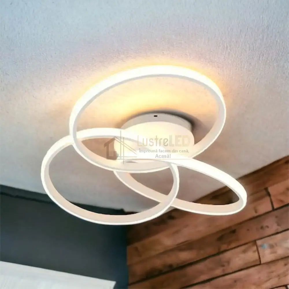 Lustra Led Three Rings White Echivalent 400W Cu Telecomanda Lighting Fixtures