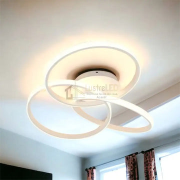 Lustra LED Three RINGS White Echivalent 400W cu Telecomanda