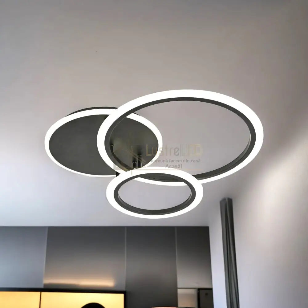 Lustra Led Two Black Circle Design Telecomanda Echivalent 400W Lighting Fixtures