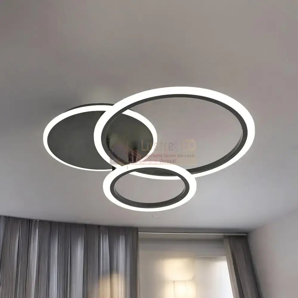 Lustra Led Two Black Circle Design Telecomanda Echivalent 400W Lighting Fixtures