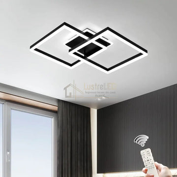 Lustra Led Two Square Black Echivalent 600W Telecomanda Lighting Fixtures