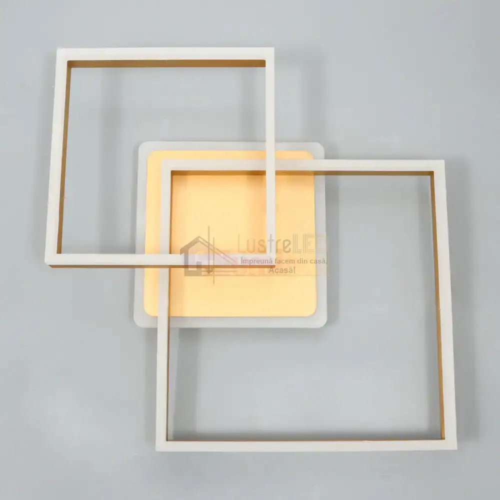 Lustra Led Two Square Gold Echivalent 600W Telecomanda Lighting Fixtures