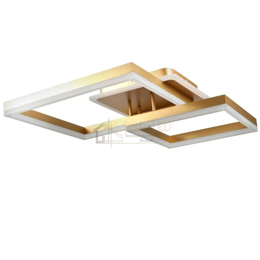Lustra Led Two Square Gold Echivalent 600W Telecomanda Lighting Fixtures