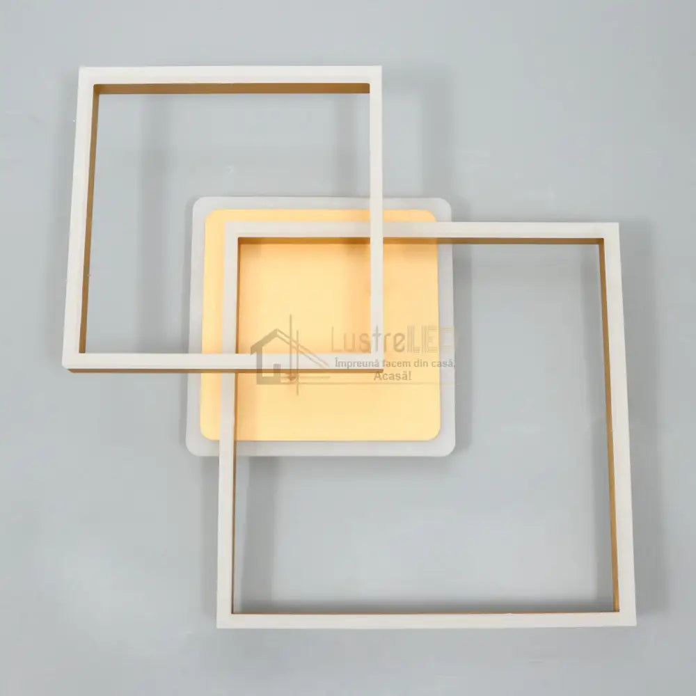 Lustra Led Two Square Gold Echivalent 600W Telecomanda Lighting Fixtures