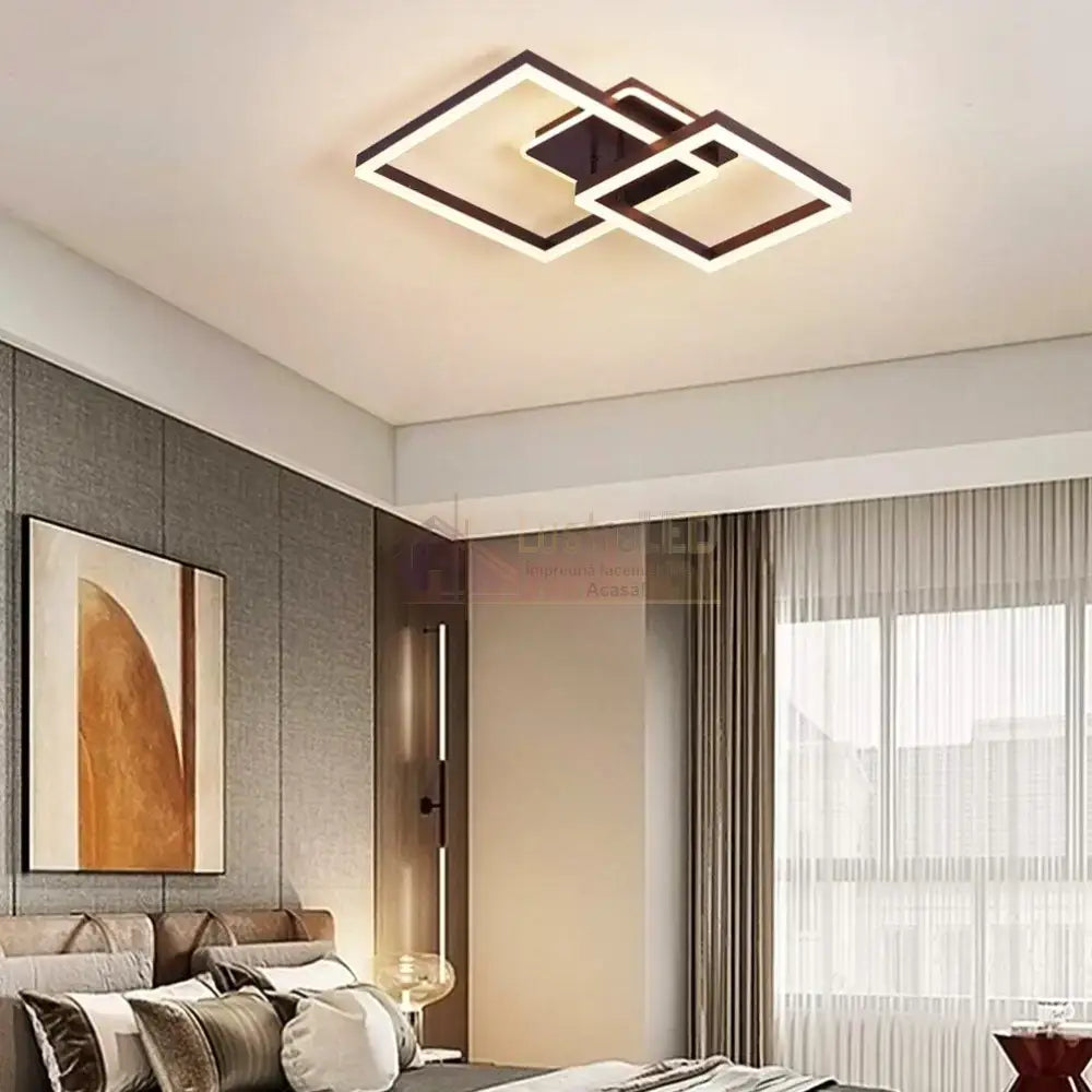 Lustra Led Two Square Maro Echivalent 600W Telecomanda Lighting Fixtures