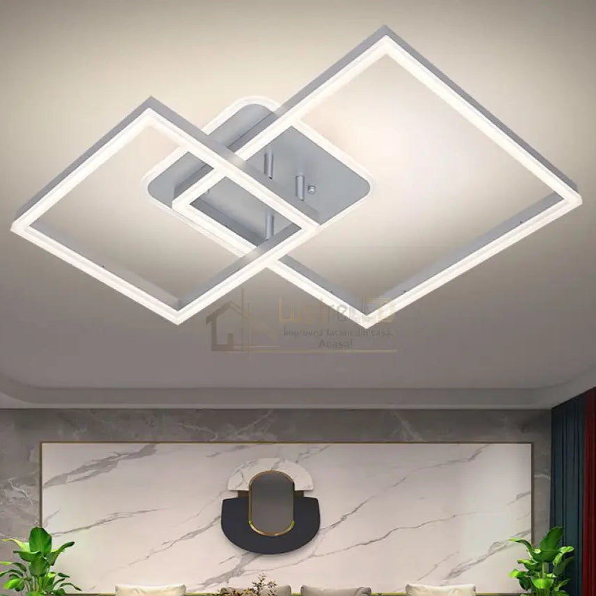 Lustra LED TWO SQUARE SILVER Echivalent 600W Telecomanda SILVER / SQUARE DESIGN Lighting Fixtures