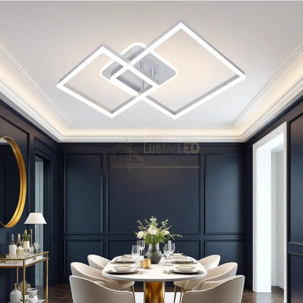 Lustra LED TWO SQUARE SILVER Echivalent 600W Telecomanda SILVER / SQUARE DESIGN Lighting Fixtures