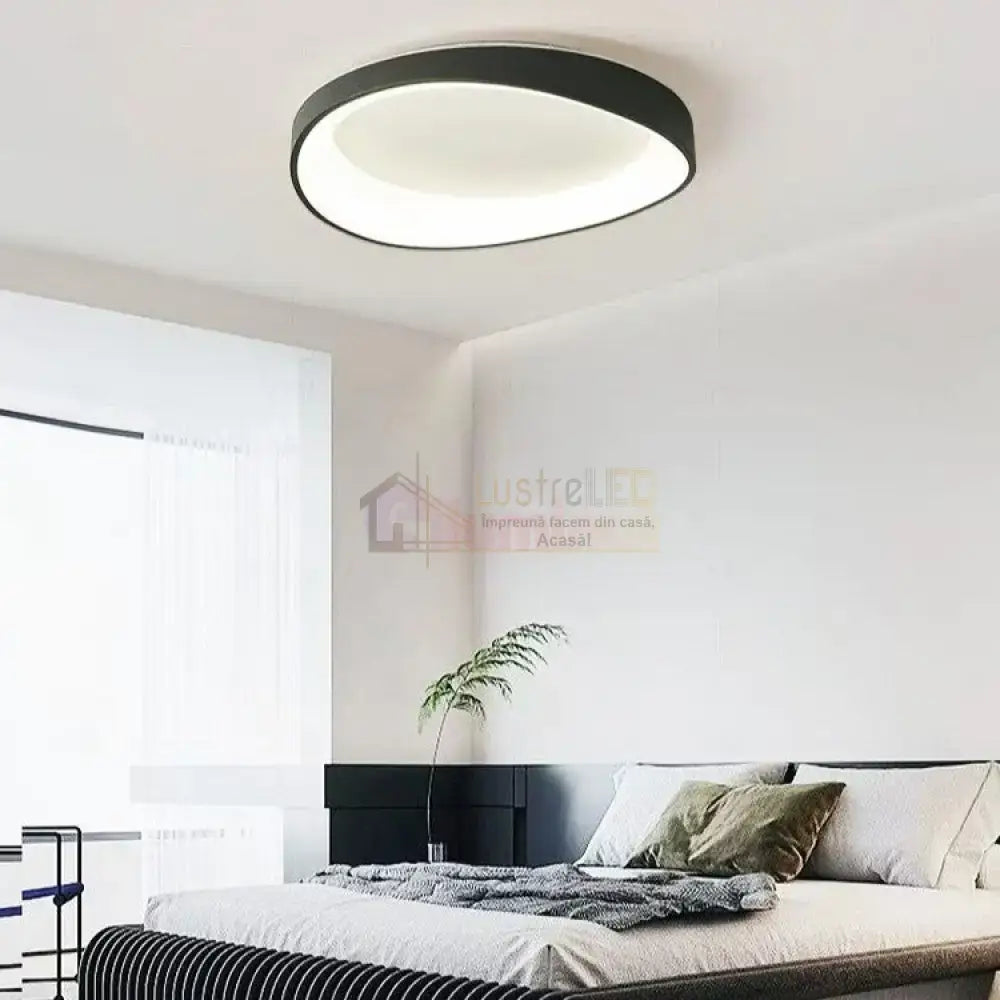 Lustra LED Valente Black Echivalent 500W Telecomanda NEAGRA / 48CM / MINIMALIST DESIGN Lighting Fixtures