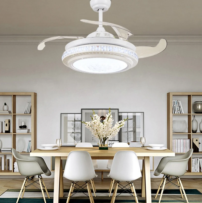 Lustra LED Ventilator 120W Pale Pliabile Cu Telecomanda