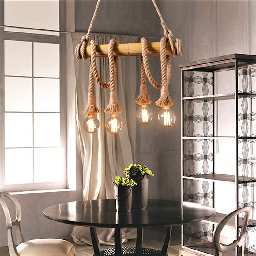 Lustra Retro Design Bamboo 4XE27