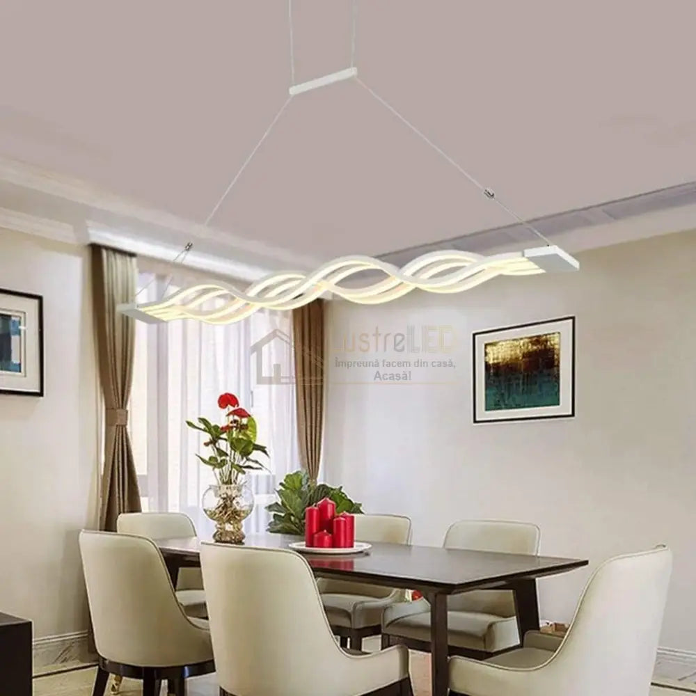 Lustra Led Suspendata Waves Telecomanda Echivalent 800W Lighting Fixtures