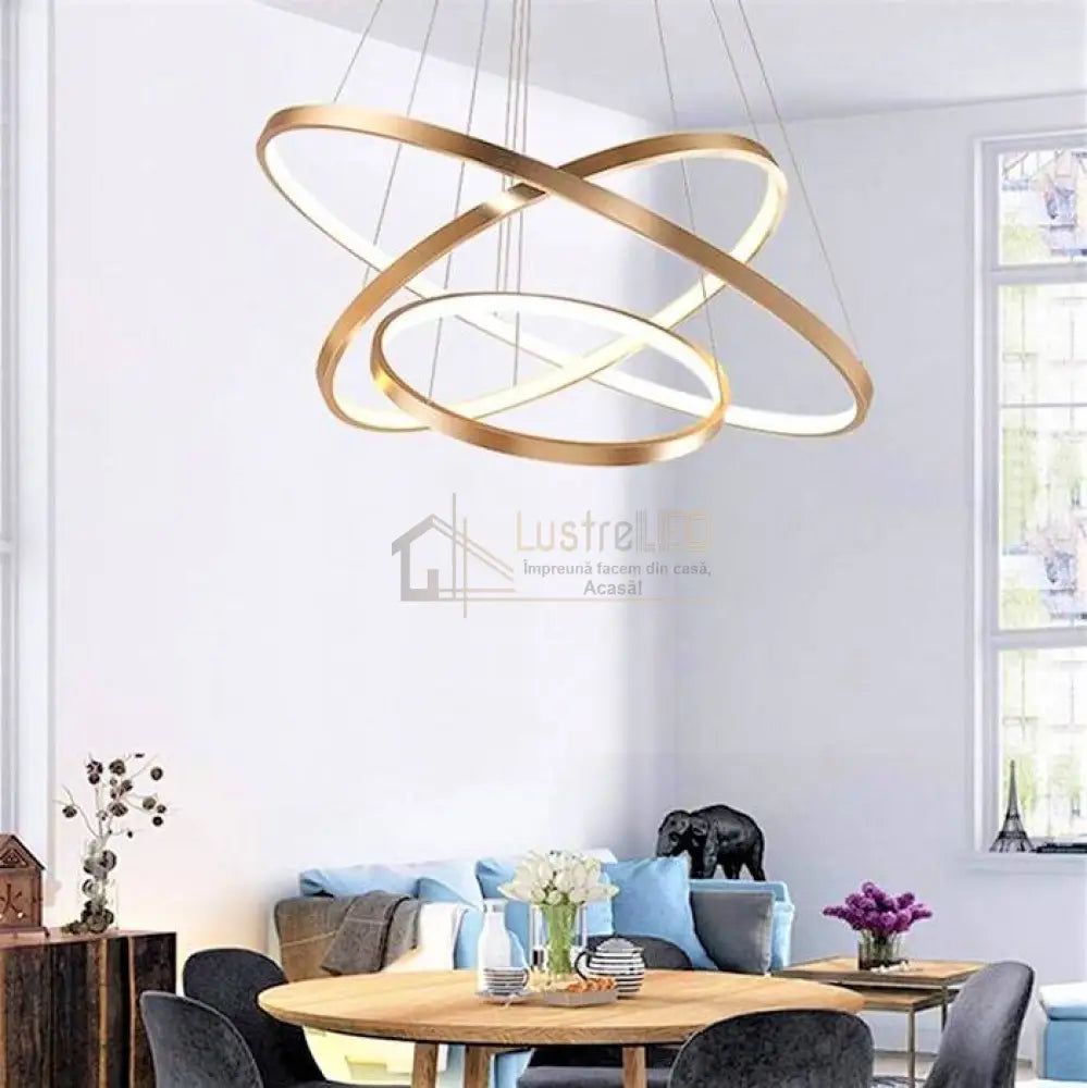 Lustra Led 154W Wonder Gold 3 Segmente Telecomanda Lighting Fixtures