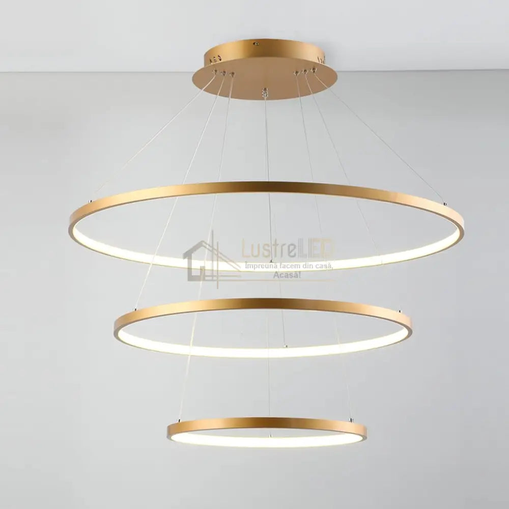 Lustra Led 154W Wonder Gold 3 Segmente Telecomanda Lighting Fixtures