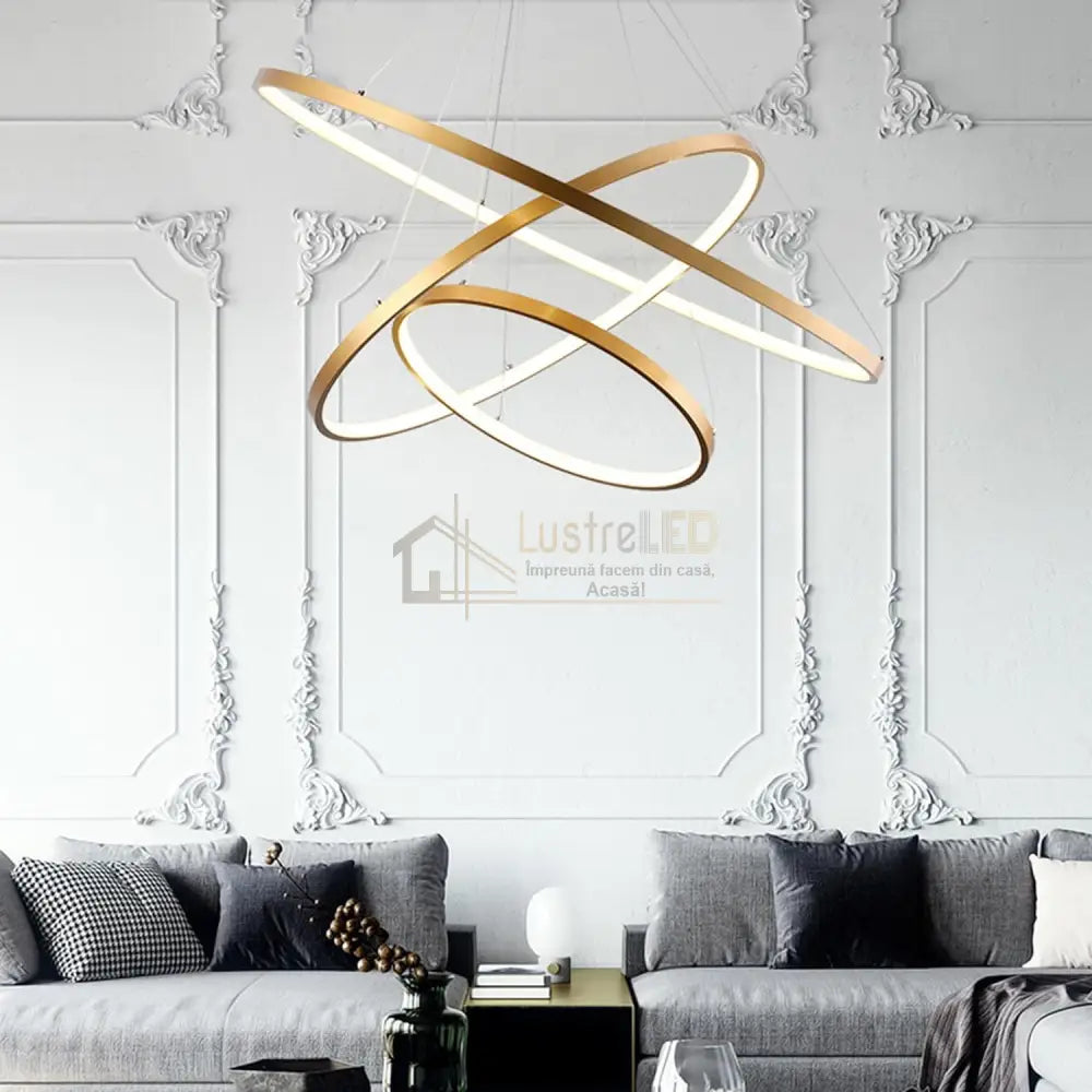 Lustra Led 154W Wonder Gold 3 Segmente Telecomanda Lighting Fixtures