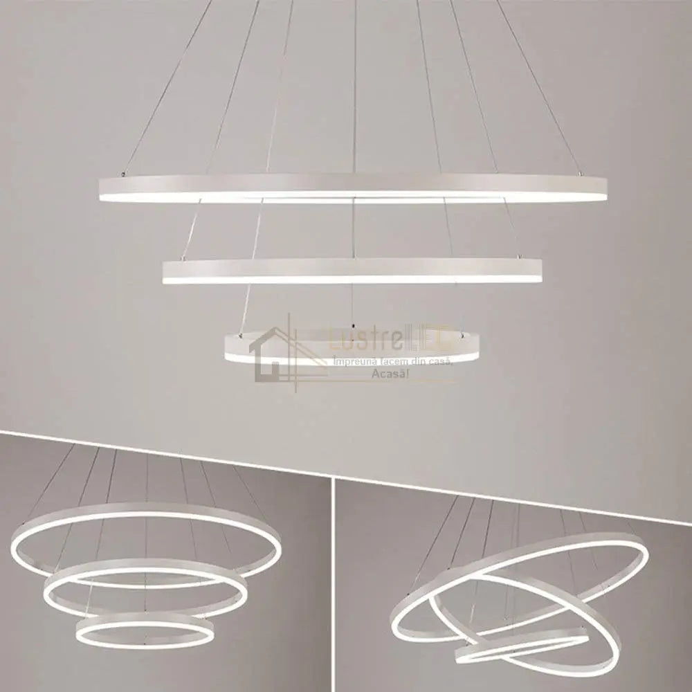 Lustra Led 154W Wonderland Alba 3 Segmente Telecomanda Lighting Fixtures