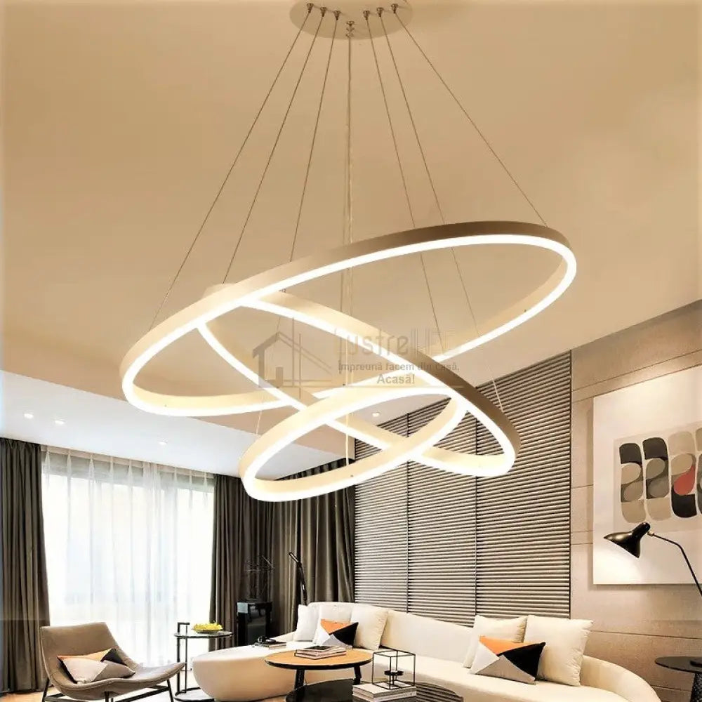 Lustra Led 154W Wonderland Alba 3 Segmente Telecomanda Lighting Fixtures