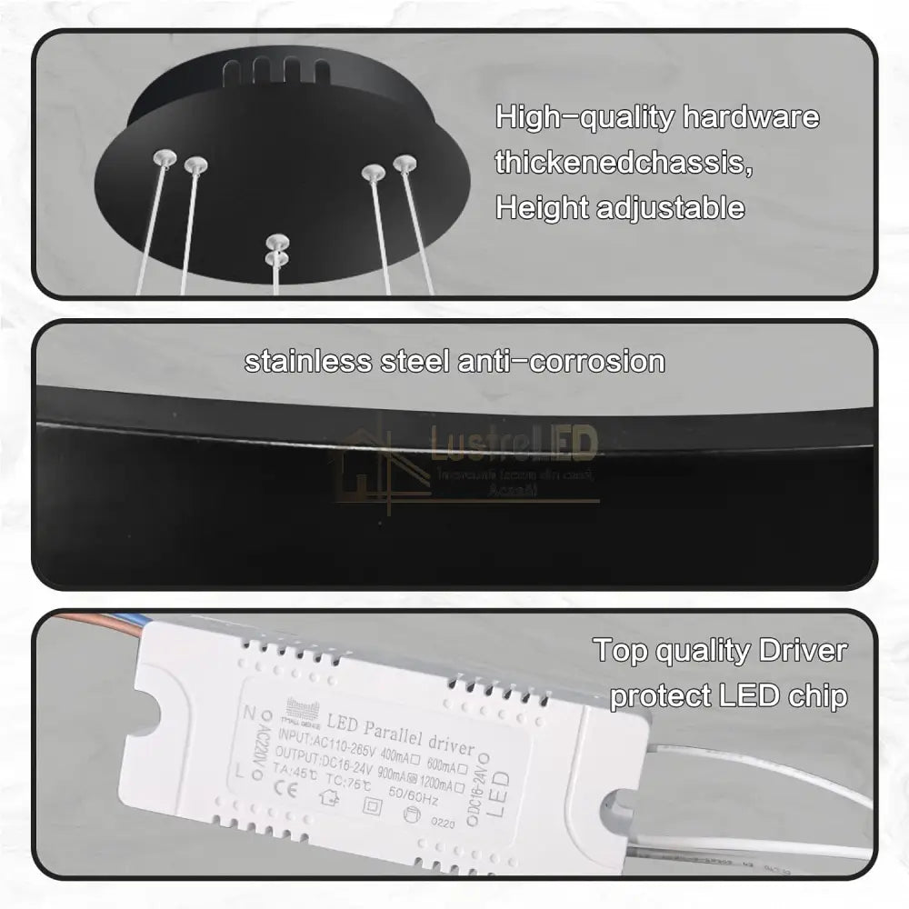 Lustra Led Wonderland Black 2 Segmente Echivalent 400W Lighting Fixtures