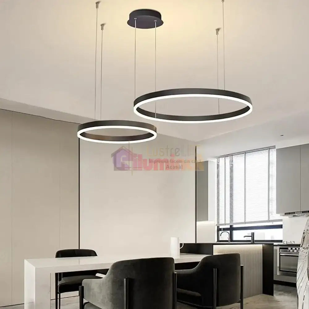 Lustra LED WONDERLAND Black 2 Segmente Mobile Echivalent 500W Telecomanda NEAGRA / SUSPENDATE / 60CM Lighting Fixtures