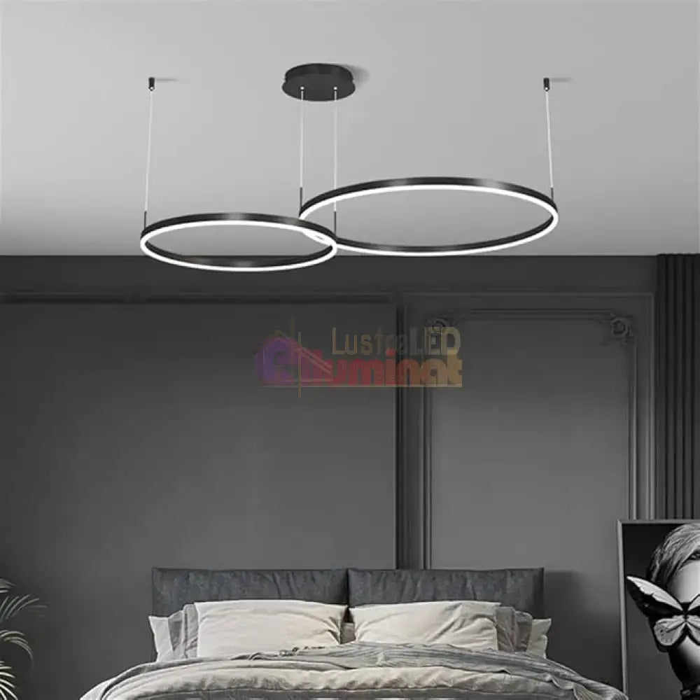 Lustra LED WONDERLAND Black 2 Segmente Mobile Echivalent 500W Telecomanda NEAGRA / SUSPENDATE / 60CM Lighting Fixtures