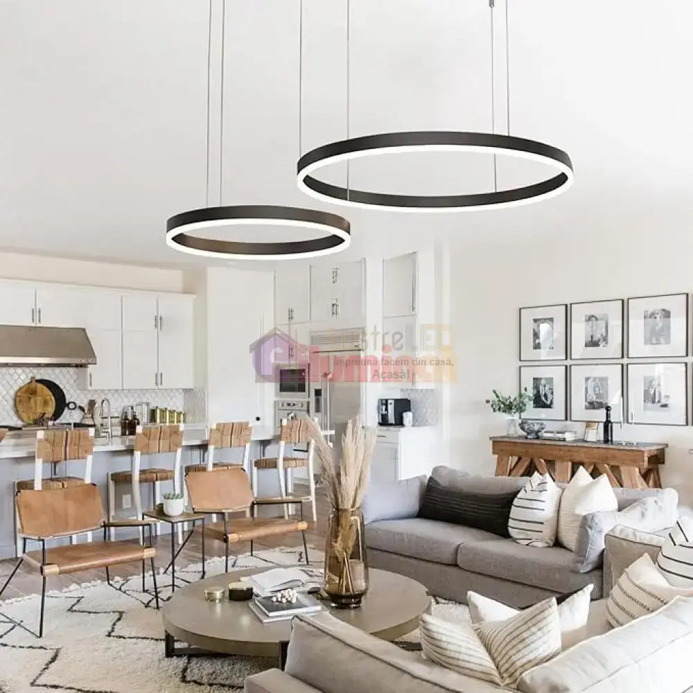 Lustra LED WONDERLAND Black 2 Segmente Mobile Echivalent 500W Telecomanda NEAGRA / SUSPENDATE / 60CM Lighting Fixtures