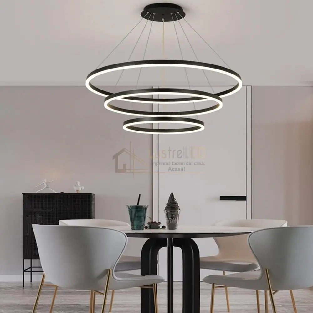 Lustra Led Wonderland Black 3 Segmente Echivalent 600W Lighting Fixtures