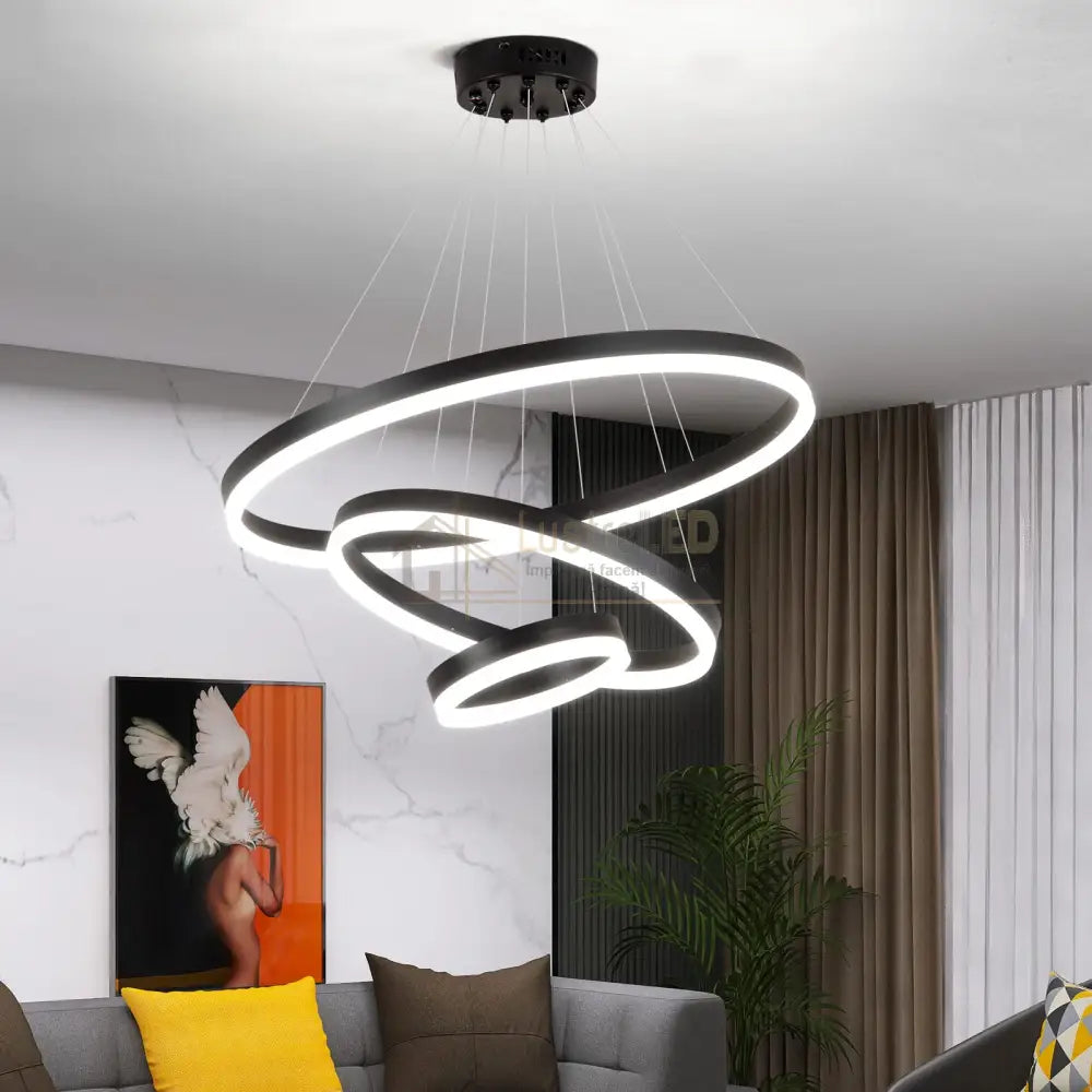 Lustra Led 154W Wonderland Black 3 Segmente Telecomanda Lighting Fixtures