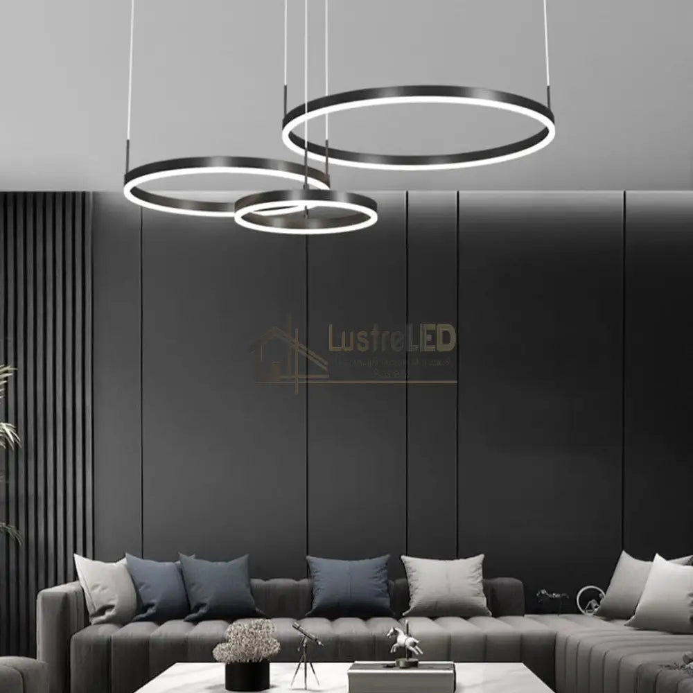 Lustra Led 160W Wonderland Black 3 Segmente Mobile Telecomanda - 30 + 40 + 60Cm Lighting Fixtures