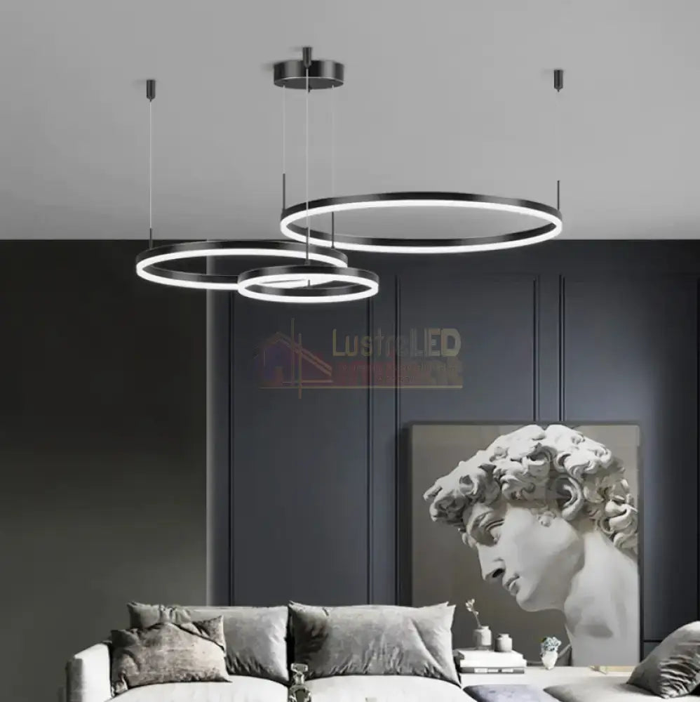 Lustra Led 160W Wonderland Black 3 Segmente Mobile Telecomanda - 30 + 40 + 60Cm Lighting Fixtures