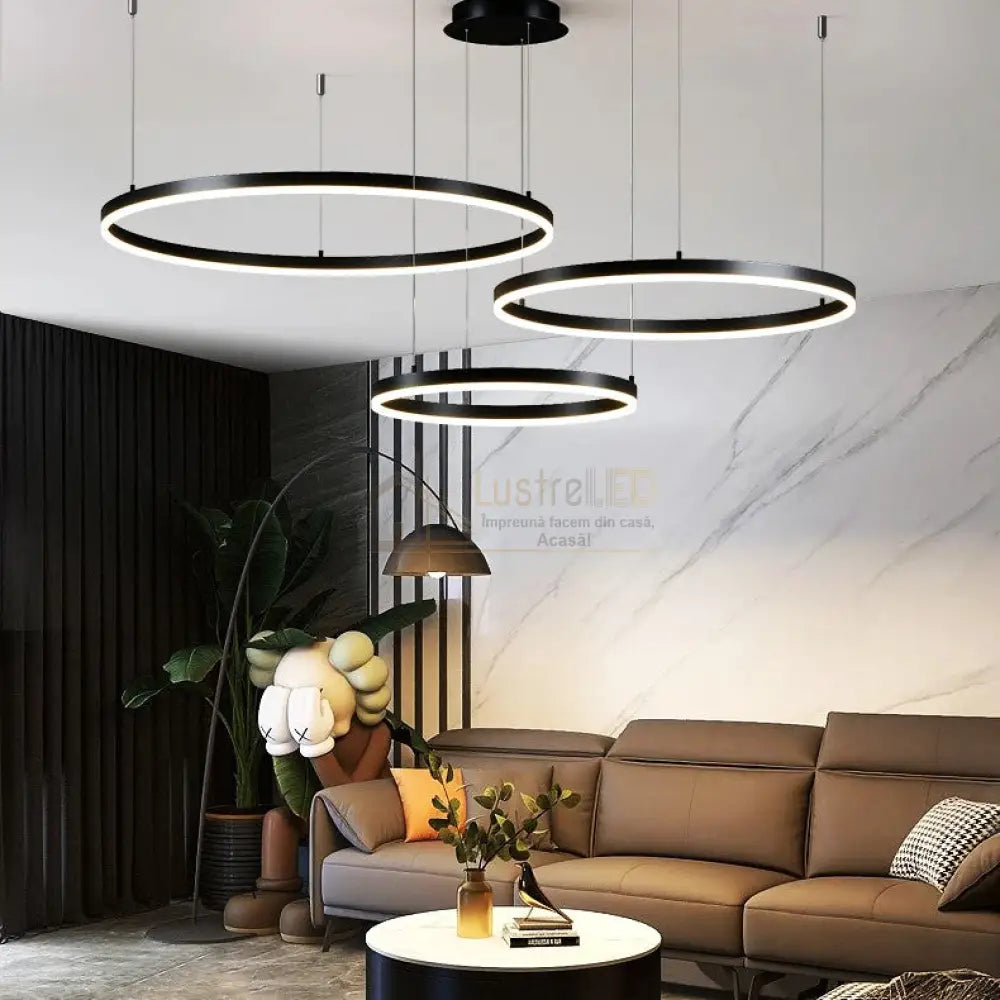 Lustra Led Wonderland Black 3 Segmente Mobile Telecomanda - 30 + 40 + 60Cm Lighting Fixtures