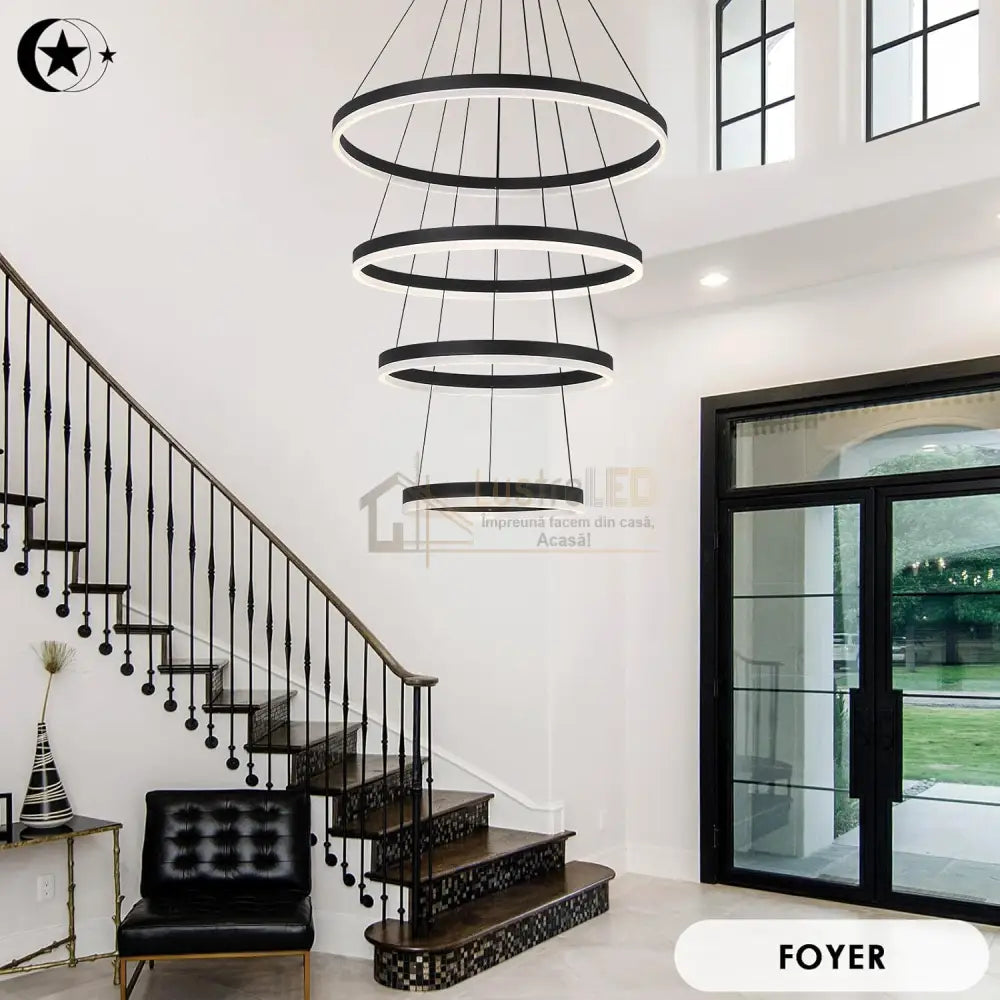 Lustra Led Wonderland Black 4 Segmente Echivalent 1000W Chandeliers