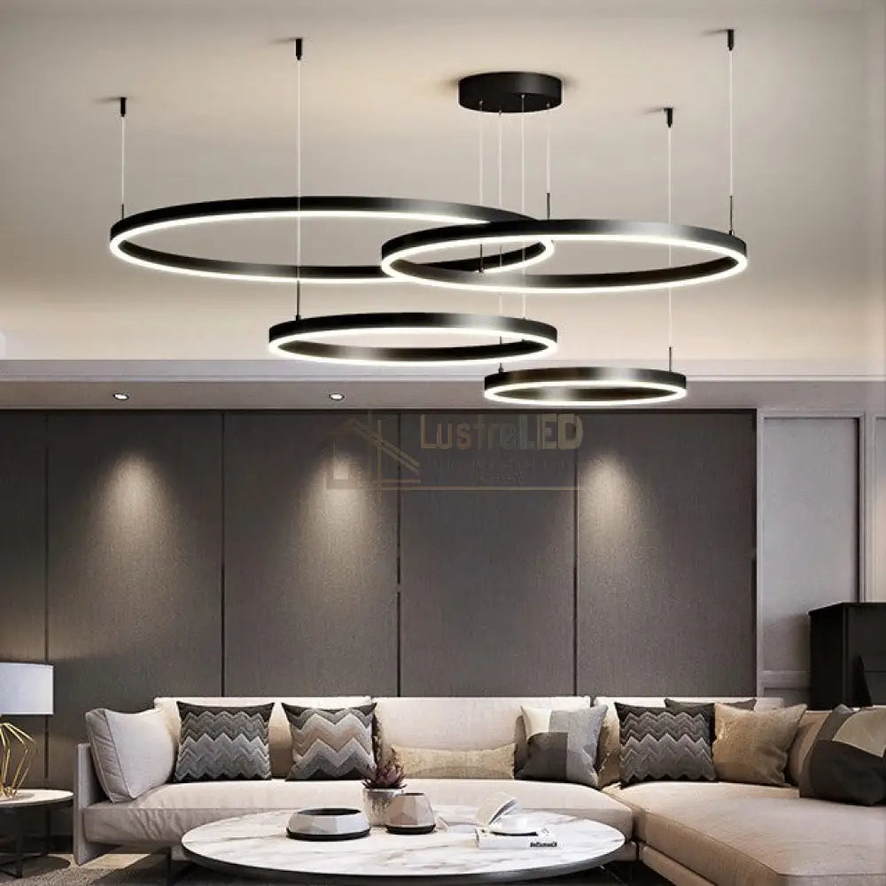 Lustra Led 226W Wonderland Black 4 Segmente Mobile Telecomanda Chandeliers