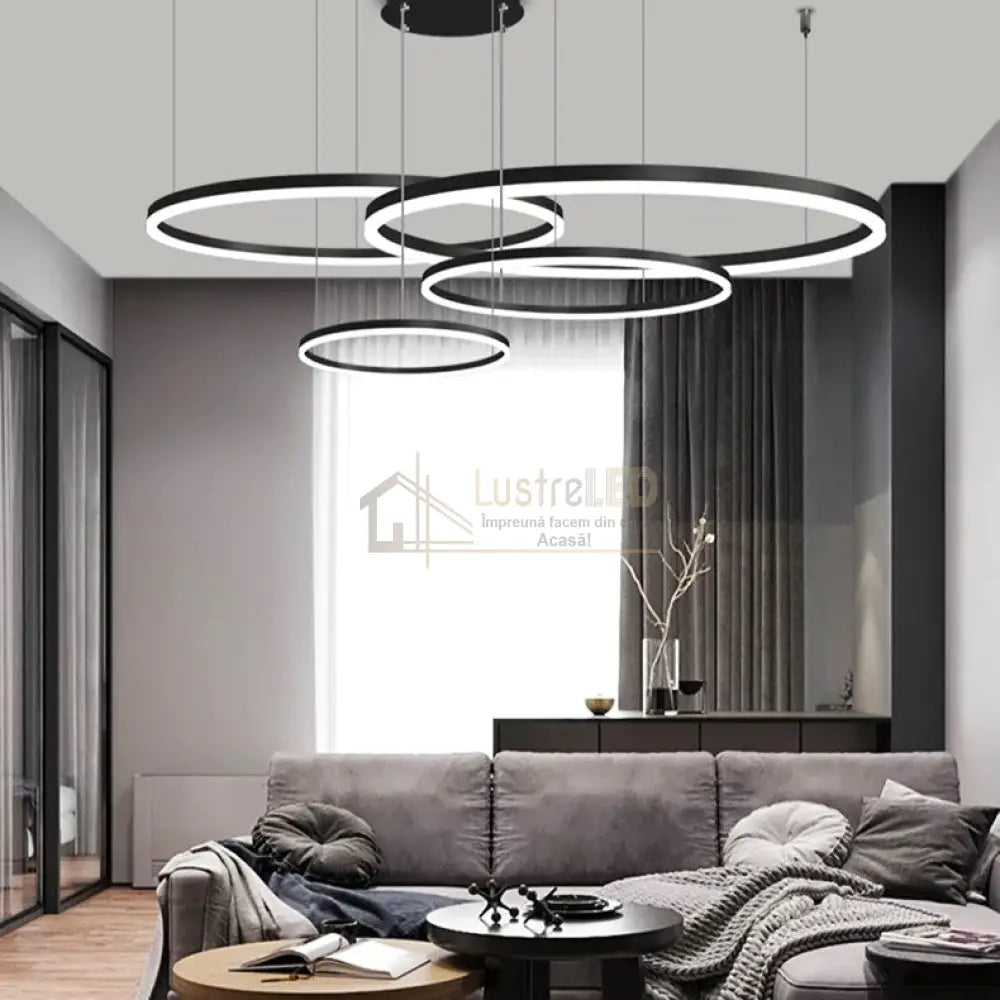 Lustra Led Wonderland Black 4 Segmente Mobile Echivalent 800W Chandeliers