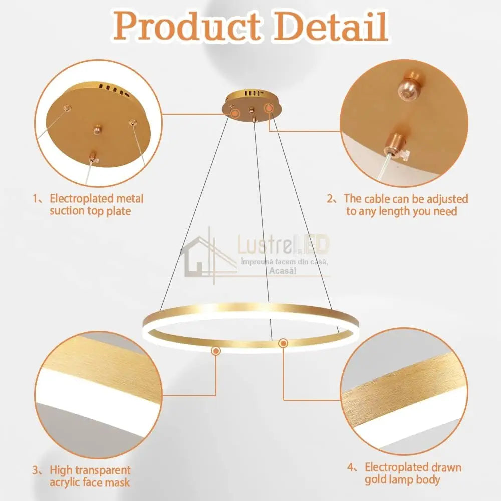 Lustra Led Wonderland Gold 1 Segment Echivalent 300W Lighting Fixtures