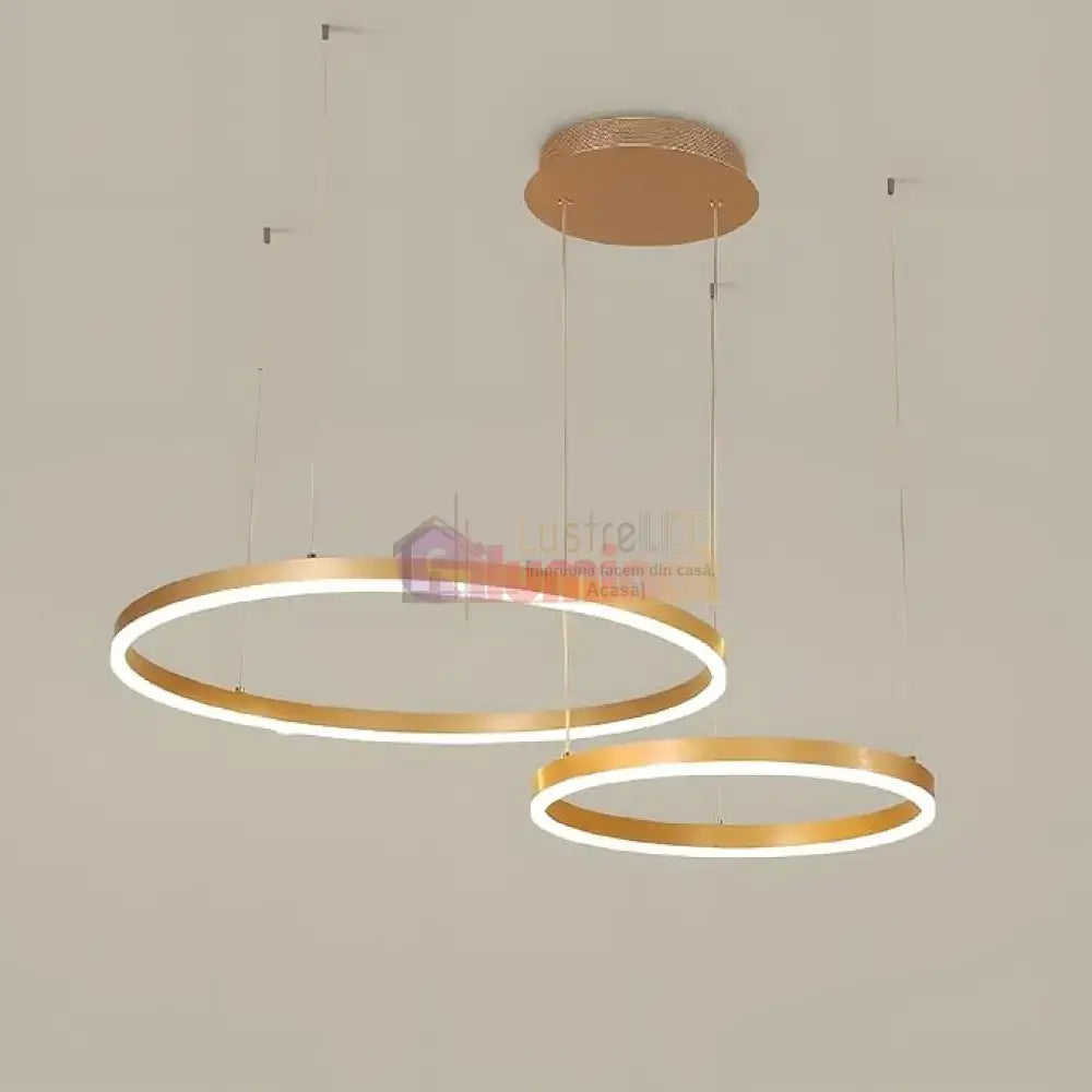 Lustra LED WONDERLAND Gold 2 Segmente Mobile Echivalent 500W Telecomanda AURIE / SUSPENDATE / 60CM Lighting Fixtures