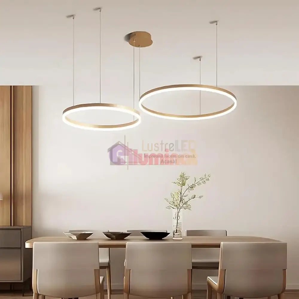 Lustra LED WONDERLAND Gold 2 Segmente Mobile Echivalent 500W Telecomanda AURIE / SUSPENDATE / 60CM Lighting Fixtures