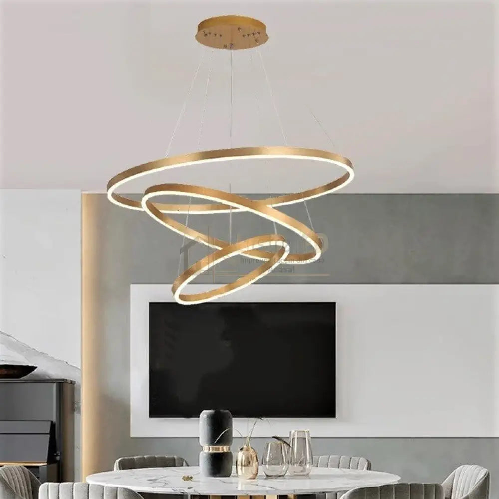 Lustra Led 160W Wonderland Gold 3 Segmente Telecomanda Lighting Fixtures