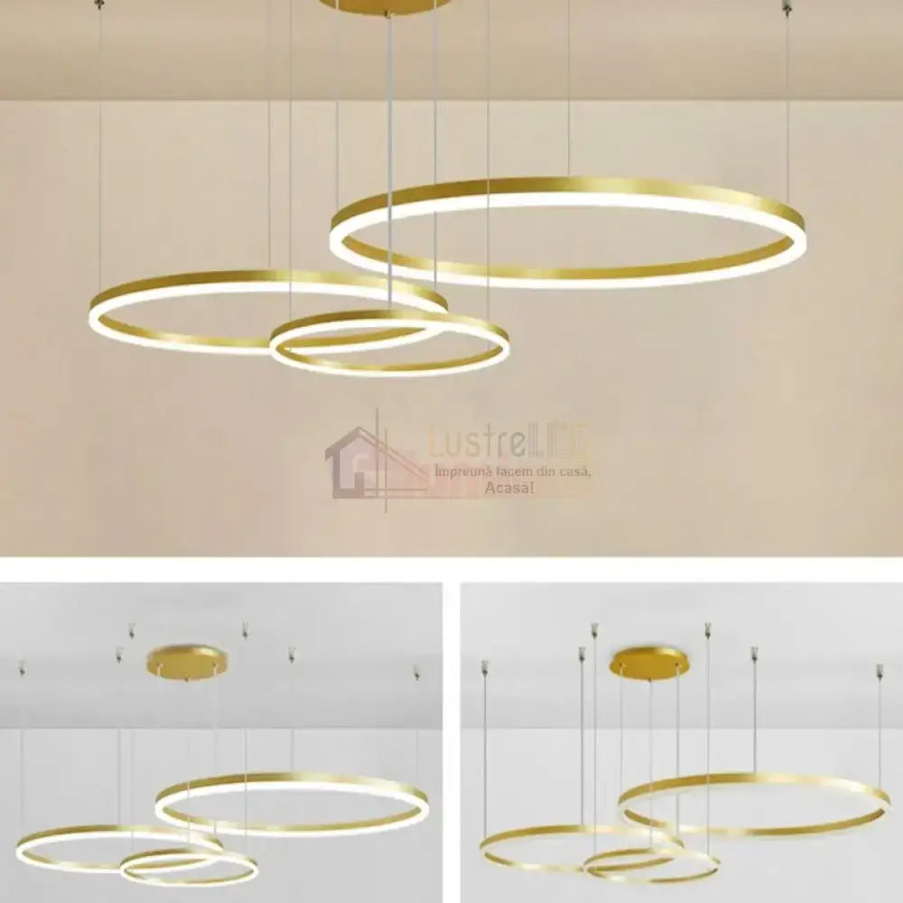 Lustra Led Wonderland Gold 3 Segmente Mobile Telecomanda - 30 + 40 + 60Cm Chandeliers