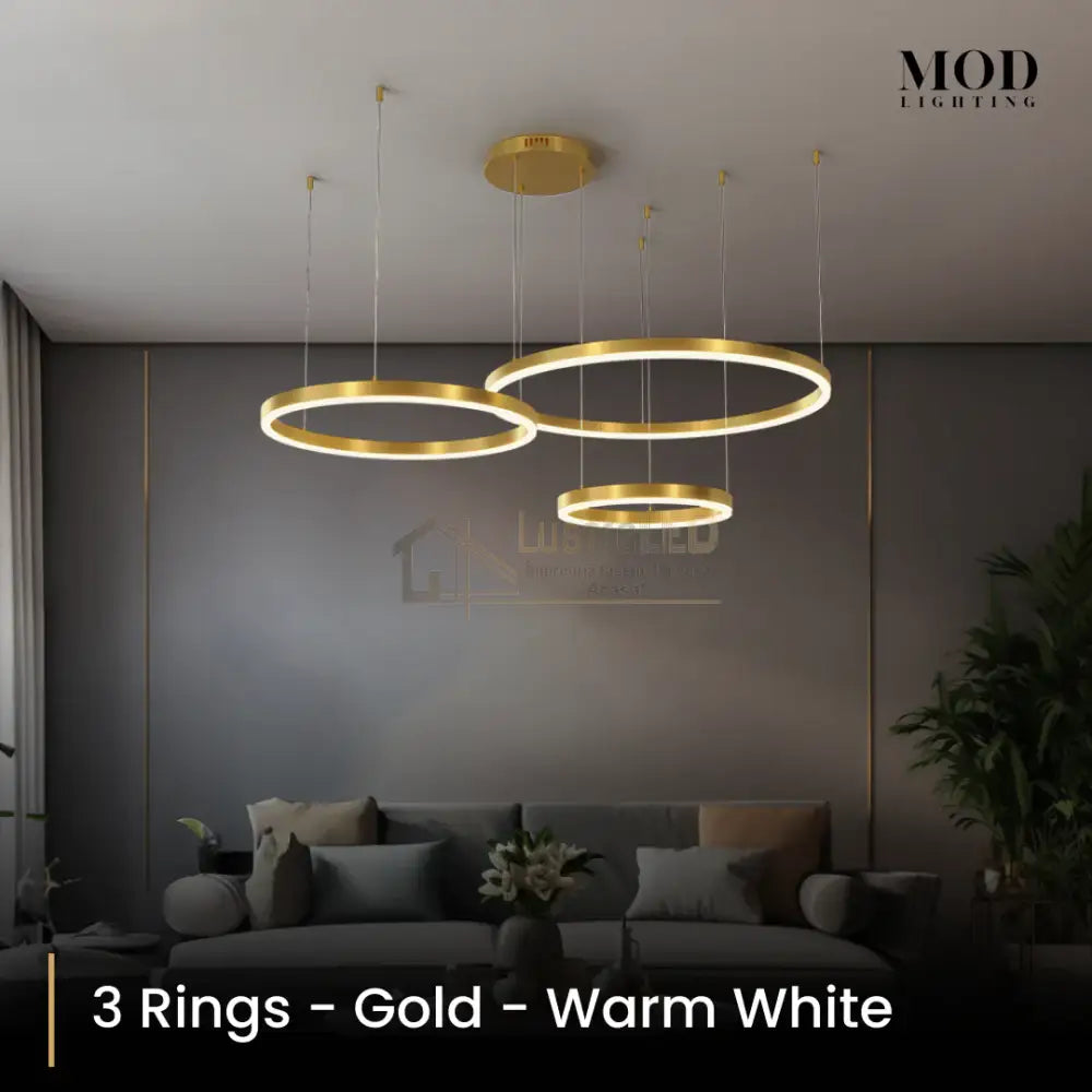 Lustra Led 74W Wonderland Gold 3 Segmente Mobile Telecomanda - 30 + 40 + 60Cm Chandeliers