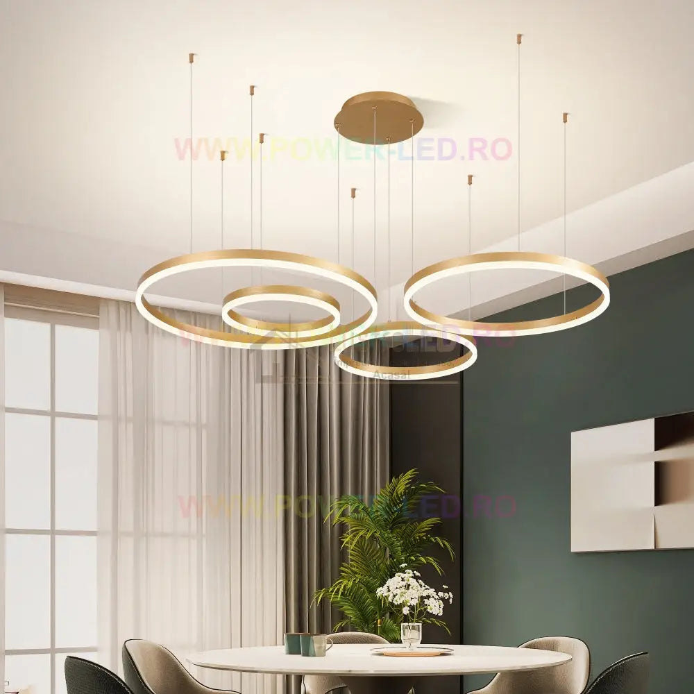 Lustra Led 226W Wonderland Gold 4 Segmente Mobile Telecomanda Lighting Fixtures