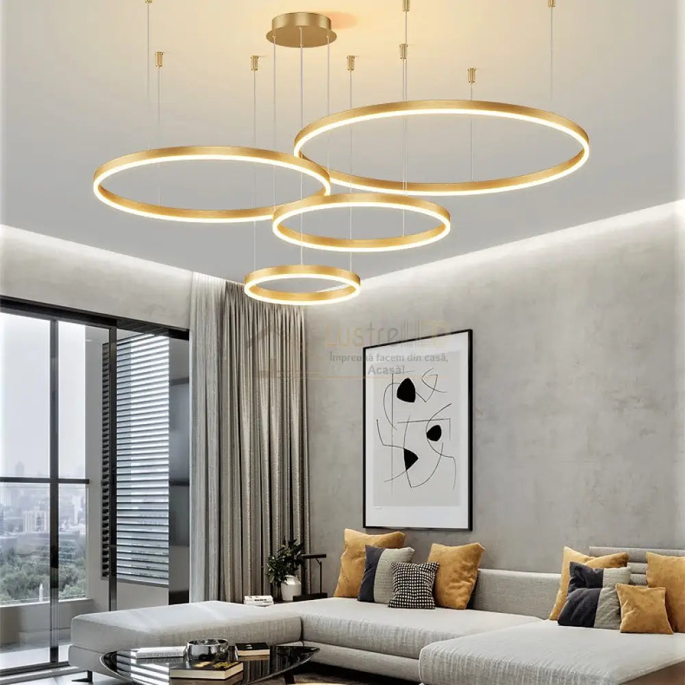 Lustra Led 226W Wonderland Gold 4 Segmente Mobile Telecomanda Lighting Fixtures