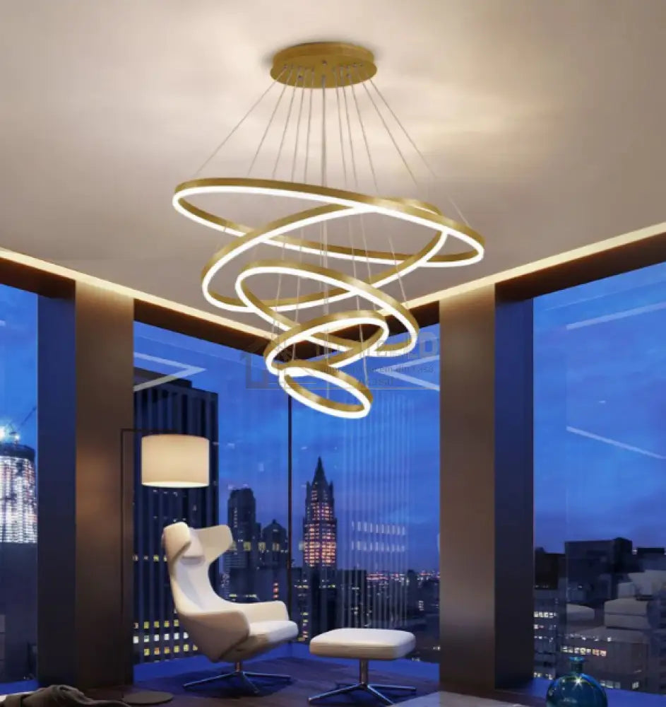 Lustra Led 370W Wonderland Gold 5 Segmente Telecomanda Chandeliers