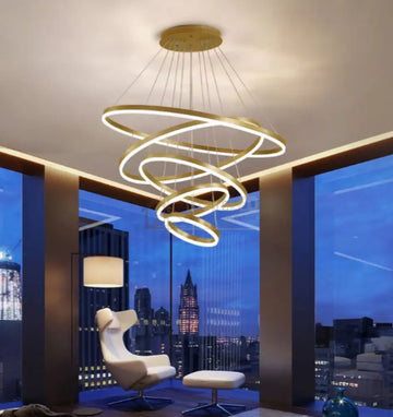 Lustra Led 370W Wonderland Gold 5 Segmente Telecomanda Chandeliers