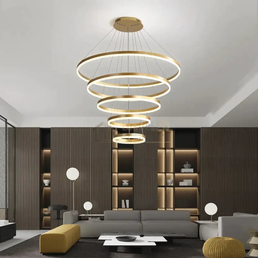 Lustra Led 370W Wonderland Gold 5 Segmente Telecomanda Chandeliers